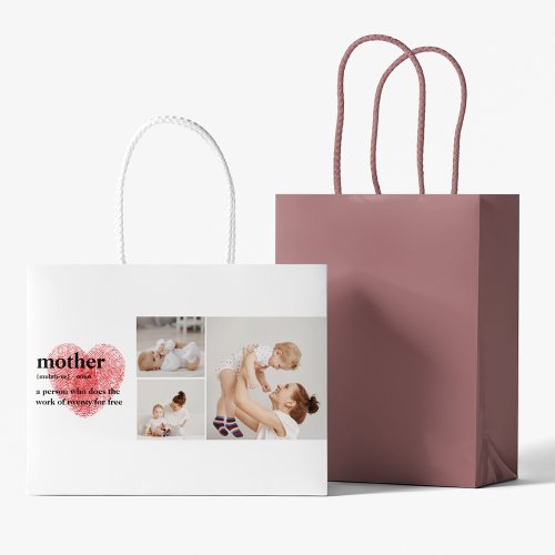 Modern Collage Photo  Red Heart Mother Gift Large Gift Bag