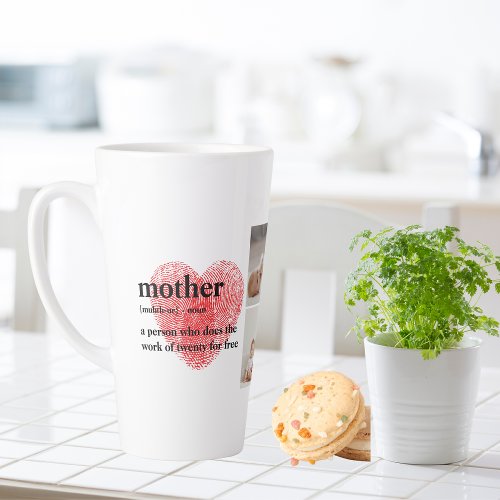 Modern Collage Photo  Red Heart Mother Gift Latte Mug