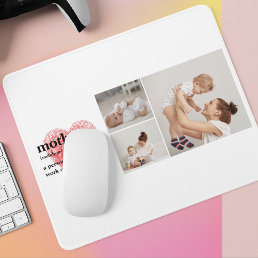 Modern Collage Photo &amp; Red Heart Mother Gift Mouse Pad