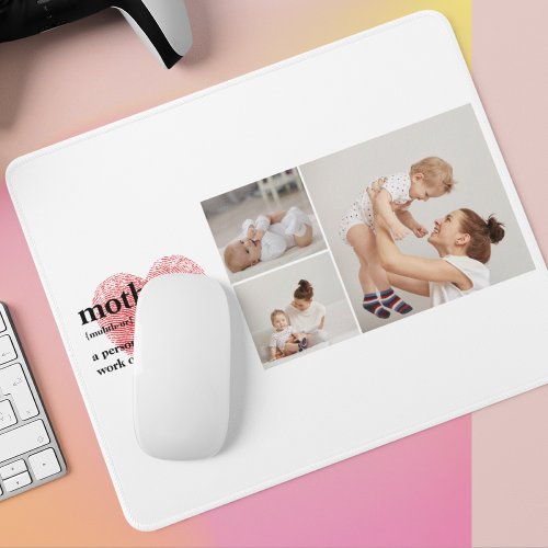 Modern Collage Photo  Red Heart Mother Gift Mouse Pad