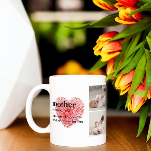 Modern Collage Photo  Red Heart Mother Gift Mug