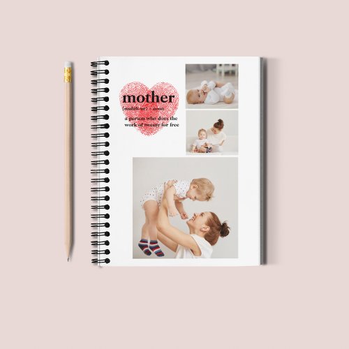 Modern Collage Photo  Red Heart Mother Gift Notebook