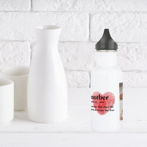 Modern Collage Photo  Red Heart Mother Gift Stainless Steel Water Bottle