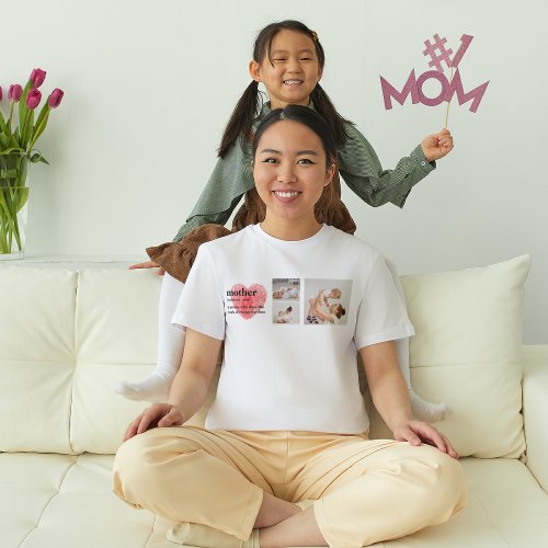 Modern Collage Photo  Red Heart Mother Gift T_Shirt