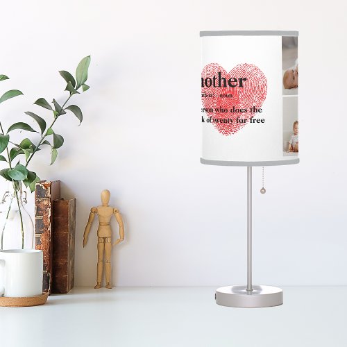 Modern Collage Photo  Red Heart Mother Gift Table Lamp