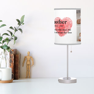 Modern Collage Photo & Red Heart Mother Gift Table Lamp