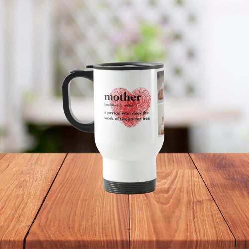 Modern Collage Photo  Red Heart Mother Gift Travel Mug