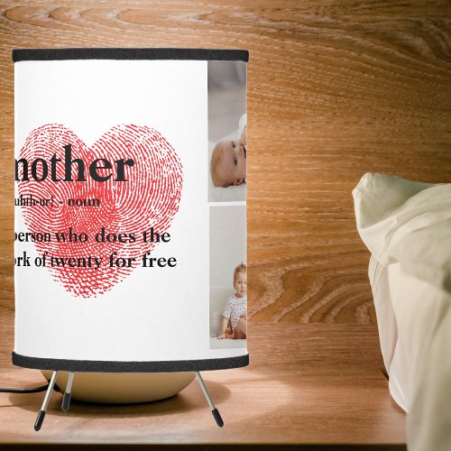 Modern Collage Photo  Red Heart Mother Gift Tripod Lamp