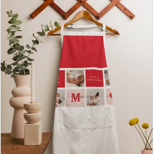 Modern Collage Photo Red  Pink Best Mom Ever Gift Apron