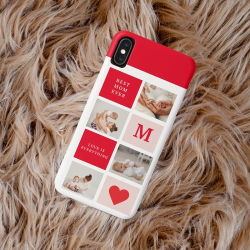 Modern Collage Photo Red  Pink Best Mom Ever Gift iPhone XS Max Case