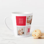Modern Collage Photo Red & Pink Best Mom Ever Gift Latte Mug