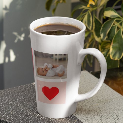 Modern Collage Photo Red  Pink Best Mom Ever Gift Latte Mug