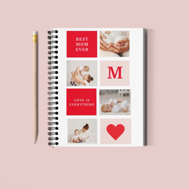 Modern Collage Photo Red & Pink Best Mom Ever Gift Notebook (Creator Uploaded)