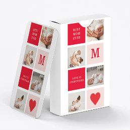 Modern Collage Photo Red &amp; Pink Best Mom Ever Gift Playing Cards