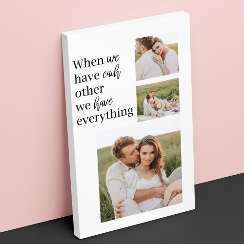 Modern Collage  Photo Romantic Couple Quote Gift Canvas Print