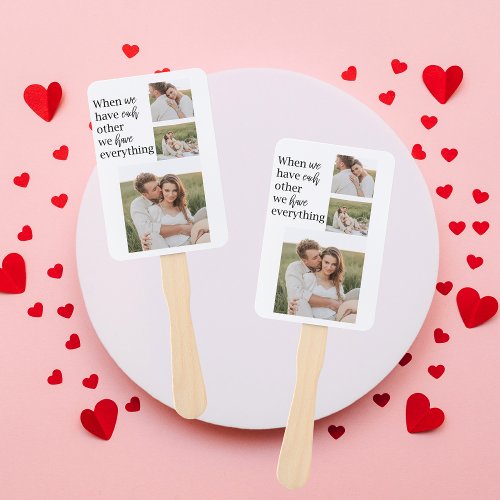 Modern Collage  Photo Romantic Couple Quote Gift Hand Fan