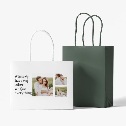 Modern Collage  Photo Romantic Couple Quote Gift Large Gift Bag