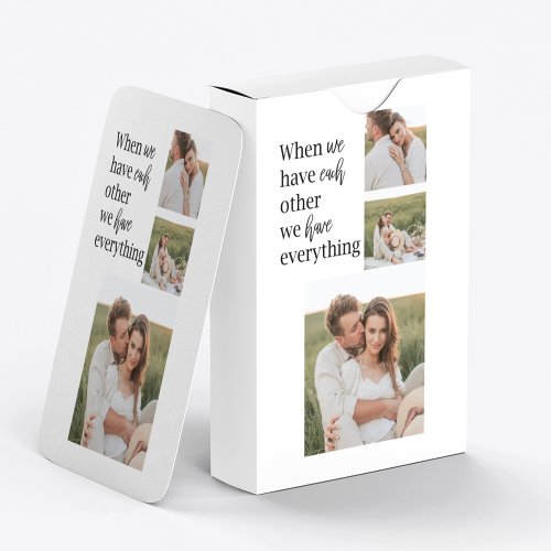 Modern Collage  Photo Romantic Couple Quote Gift Playing Cards