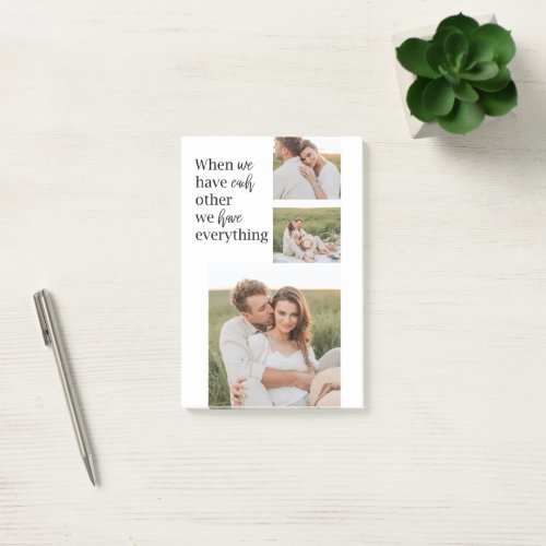 Modern Collage  Photo Romantic Couple Quote Gift Post_it Notes