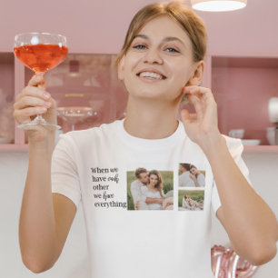 Modern Collage  Photo Romantic Couple Quote Gift T-Shirt
