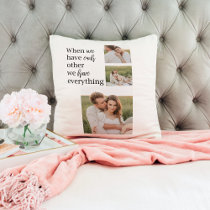 Modern Collage  Photo Romantic Couple Quote Gift Throw Pillow