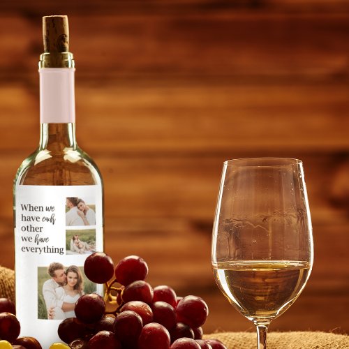 Modern Collage  Photo Romantic Couple Quote Gift Wine Label