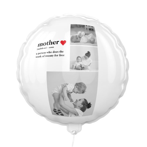 Modern Collage Photo  Text Red Heart Mother Gift Balloon