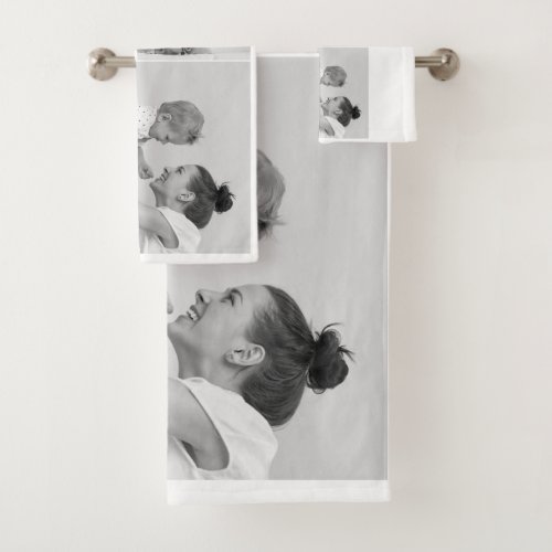 Modern Collage Photo  Text Red Heart Mother Gift Bath Towel Set