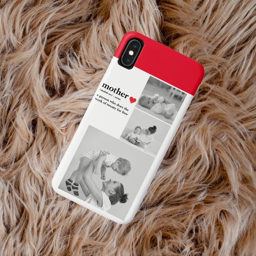 Modern Collage Photo  Text Red Heart Mother Gift iPhone XS Max Case