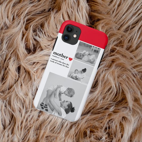 Modern Collage Photo  Text Red Heart Mother Gift iPhone 11 Case