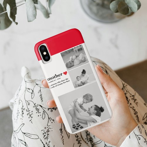 Modern Collage Photo  Text Red Heart Mother Gift iPhone XS Case