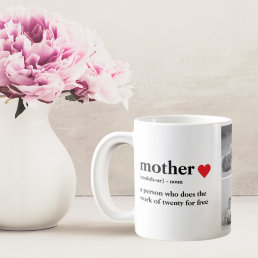 Modern Collage Photo &amp; Text Red Heart Mother Gift Coffee Mug