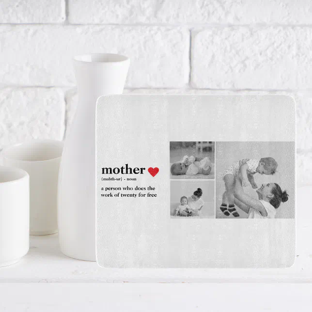 Discover Modern Collage Photo & Text Red Heart Mother Gift Cutting Board