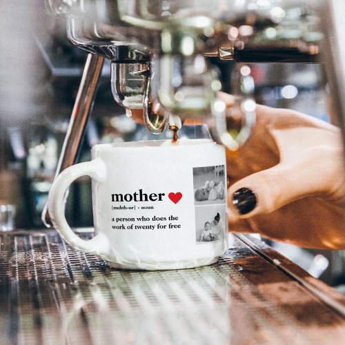 Modern Collage Photo  Text Red Heart Mother Gift Espresso Cup