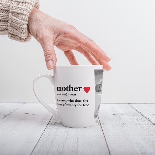 Modern Collage Photo  Text Red Heart Mother Gift Latte Mug