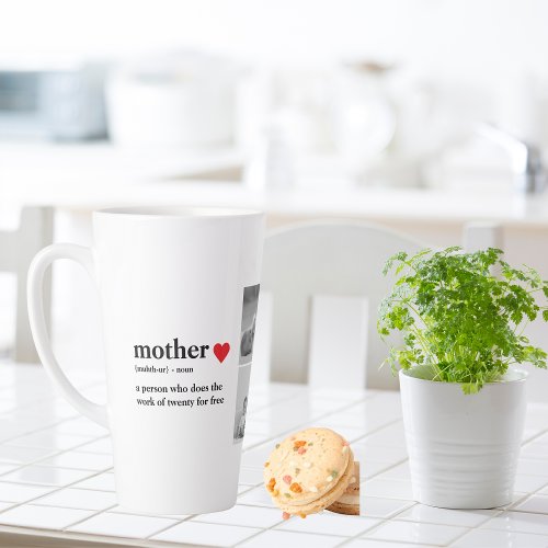 Modern Collage Photo  Text Red Heart Mother Gift Latte Mug