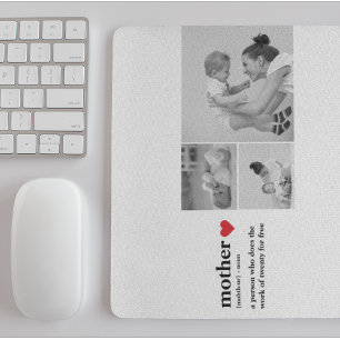 Modern Collage Photo & Text Red Heart Mother Gift Mouse Pad