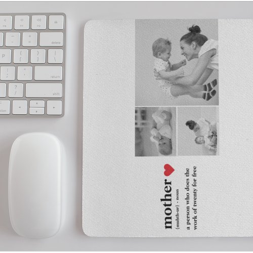 Modern Collage Photo  Text Red Heart Mother Gift Mouse Pad