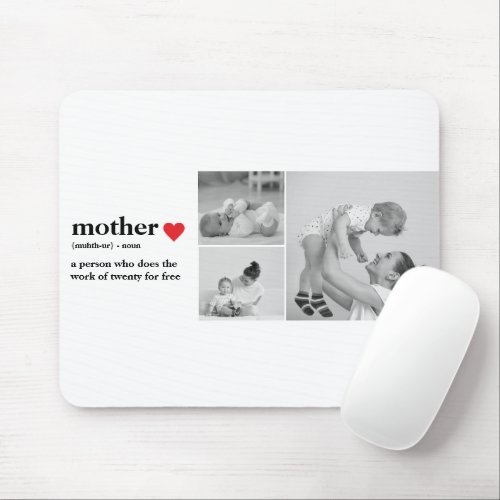 Modern Collage Photo  Text Red Heart Mother Gift Mouse Pad