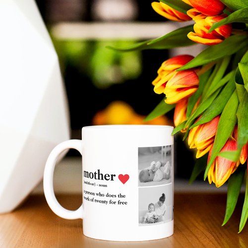 Modern Collage Photo  Text Red Heart Mother Gift Mug