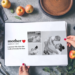 Modern Collage Photo & Text Red Heart Mother Gift Placemat
