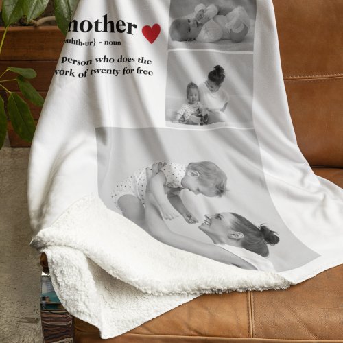 Modern Collage Photo  Text Red Heart Mother Gift Sherpa Blanket