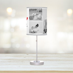 Modern Collage Photo &amp; Text Red Heart Mother Gift Table Lamp