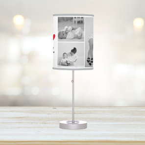 Modern Collage Photo & Text Red Heart Mother Gift Table Lamp