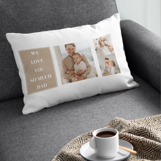 Modern Collage Photo & We Love Dad Gifts Lumbar Pillow (Creator Uploaded)