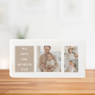 Modern Collage Photo & We Love Dad Gifts Wooden Box Sign