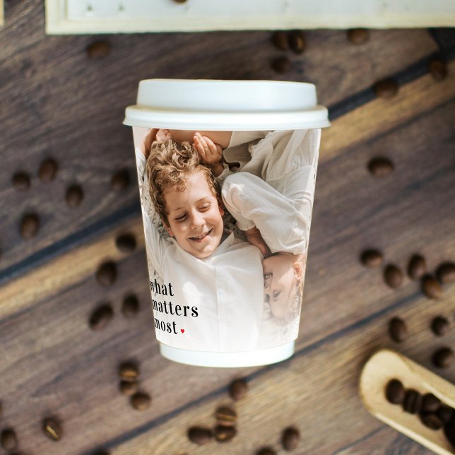 Modern Collage Photo What Matters Most Family Gift Paper Cups (Creator Uploaded)