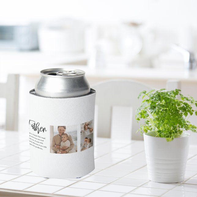 Modern Collage Photo With Father Best Quote Gift Can Cooler (Creator Uploaded)