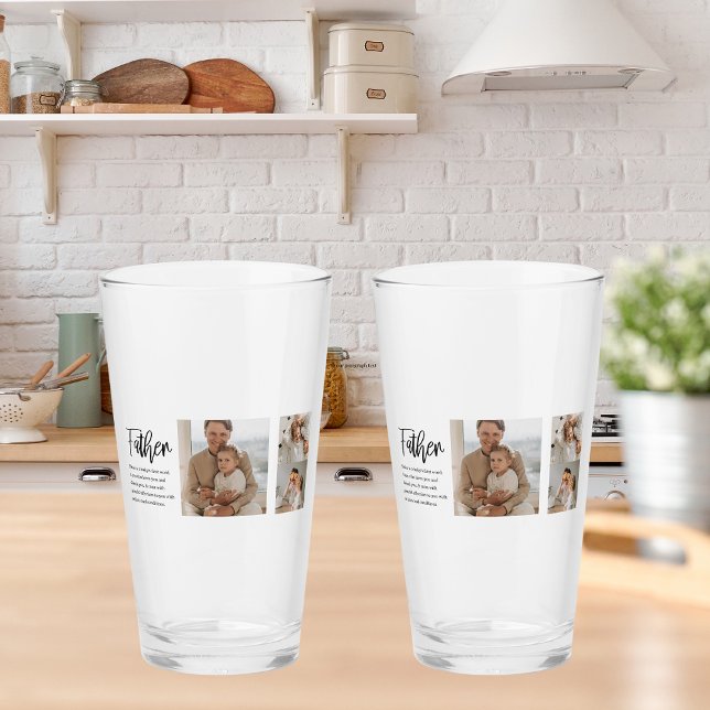 Modern Collage Photo With Father Best Quote Gift Glass (Creator Uploaded)