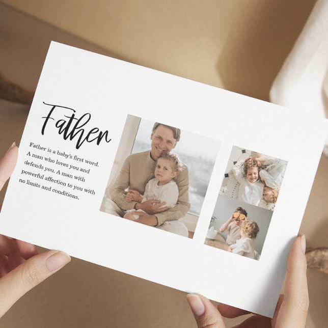 Modern Collage Photo With Father Best Quote Gift Postcard (Creator Uploaded)